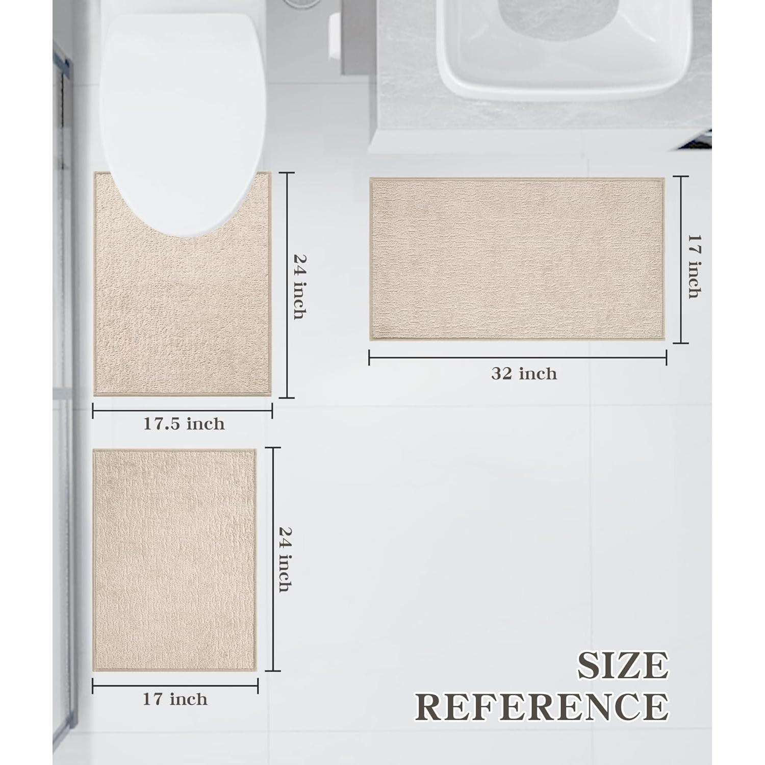 Conjunto de Alfombrillas de Baño Chakme 3 Piezas Beige