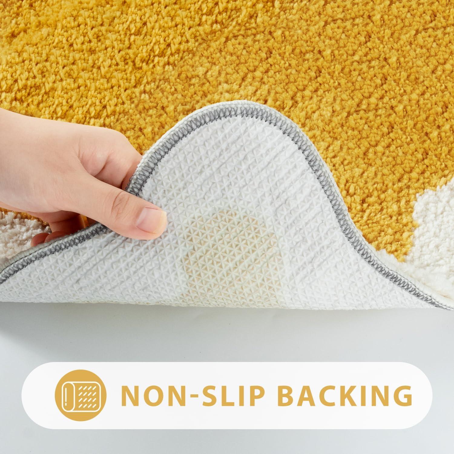 Conjunto de Alfombrillas de Baño Uphome 3 Piezas Amarillo Antideslizante