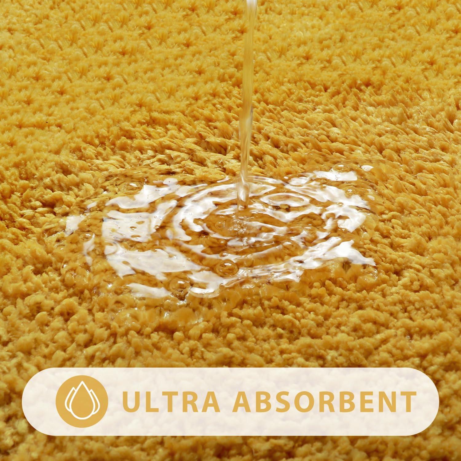 Conjunto de Alfombrillas de Baño Uphome 3 Piezas Amarillo Antideslizante