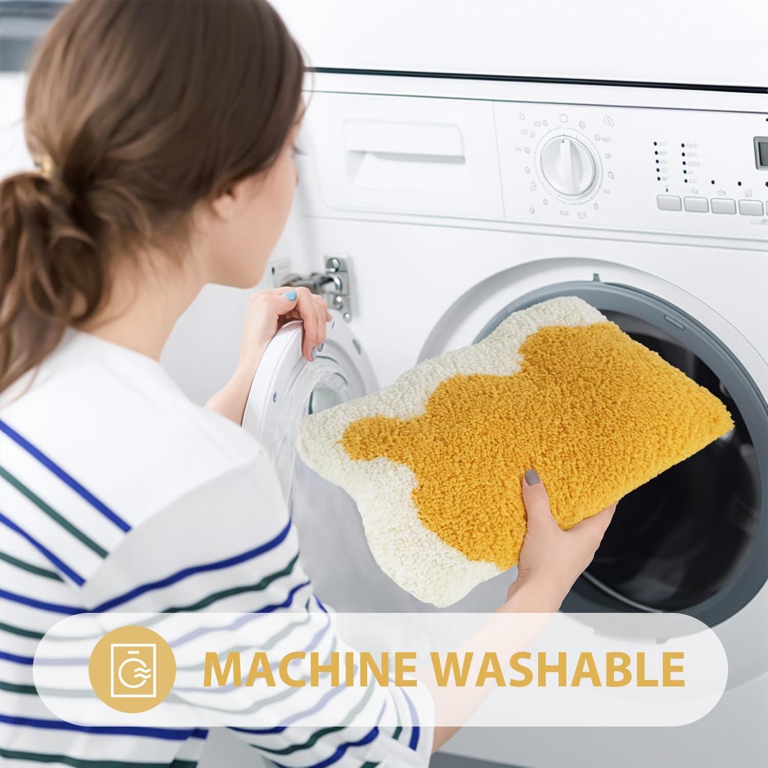 Conjunto de Alfombrillas de Baño Uphome 3 Piezas Amarillo Antideslizante