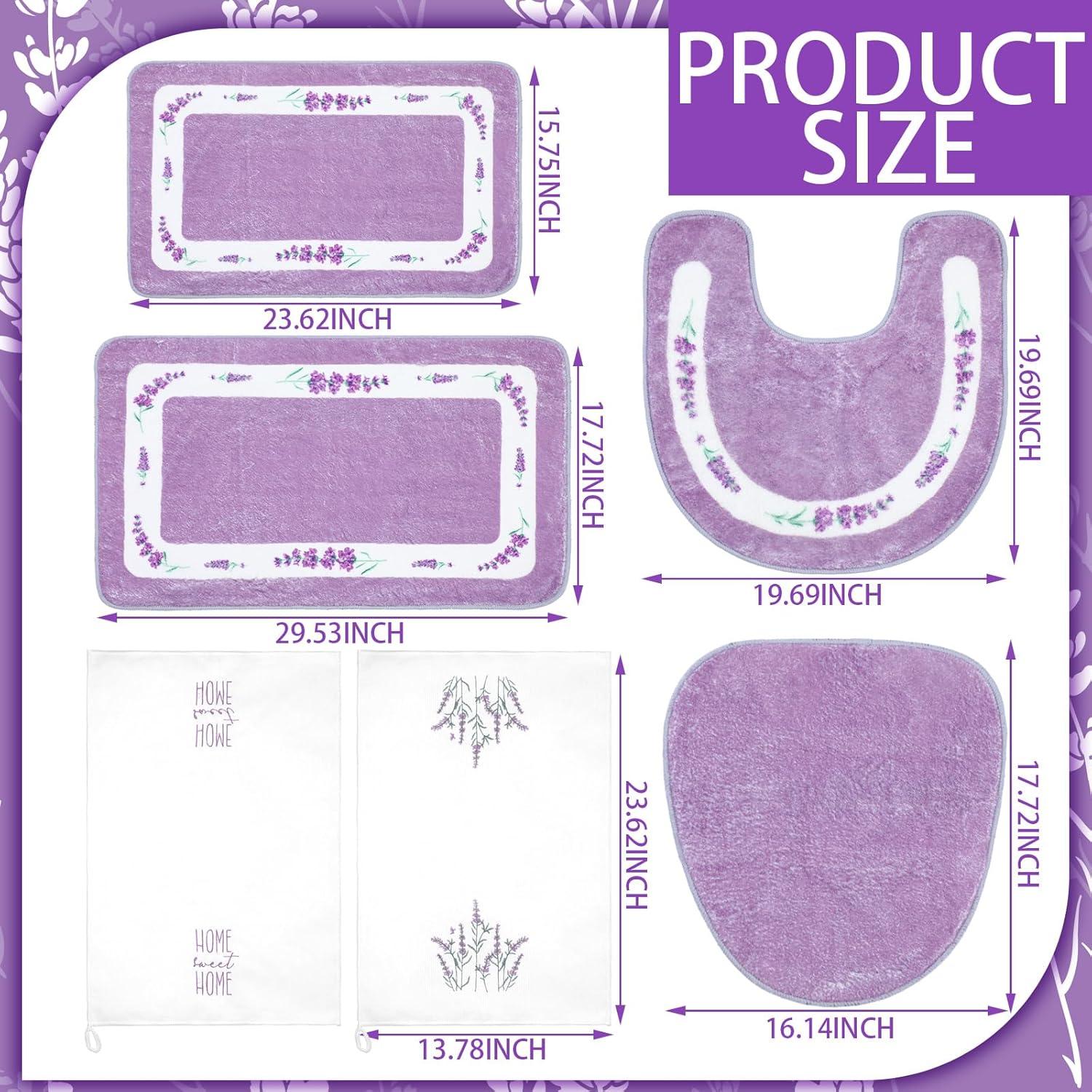 Conjunto de 6 Alfombrillas de Baño Nuanchu Lavanda Antideslizante