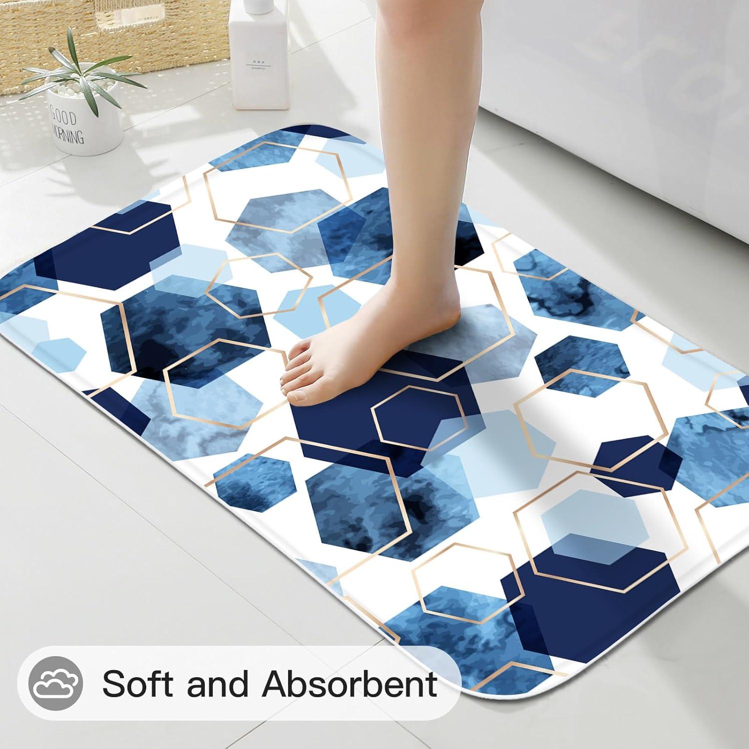 Juego de Cortina de Ducha Moderna Litabel 4 Piezas Azul Marino