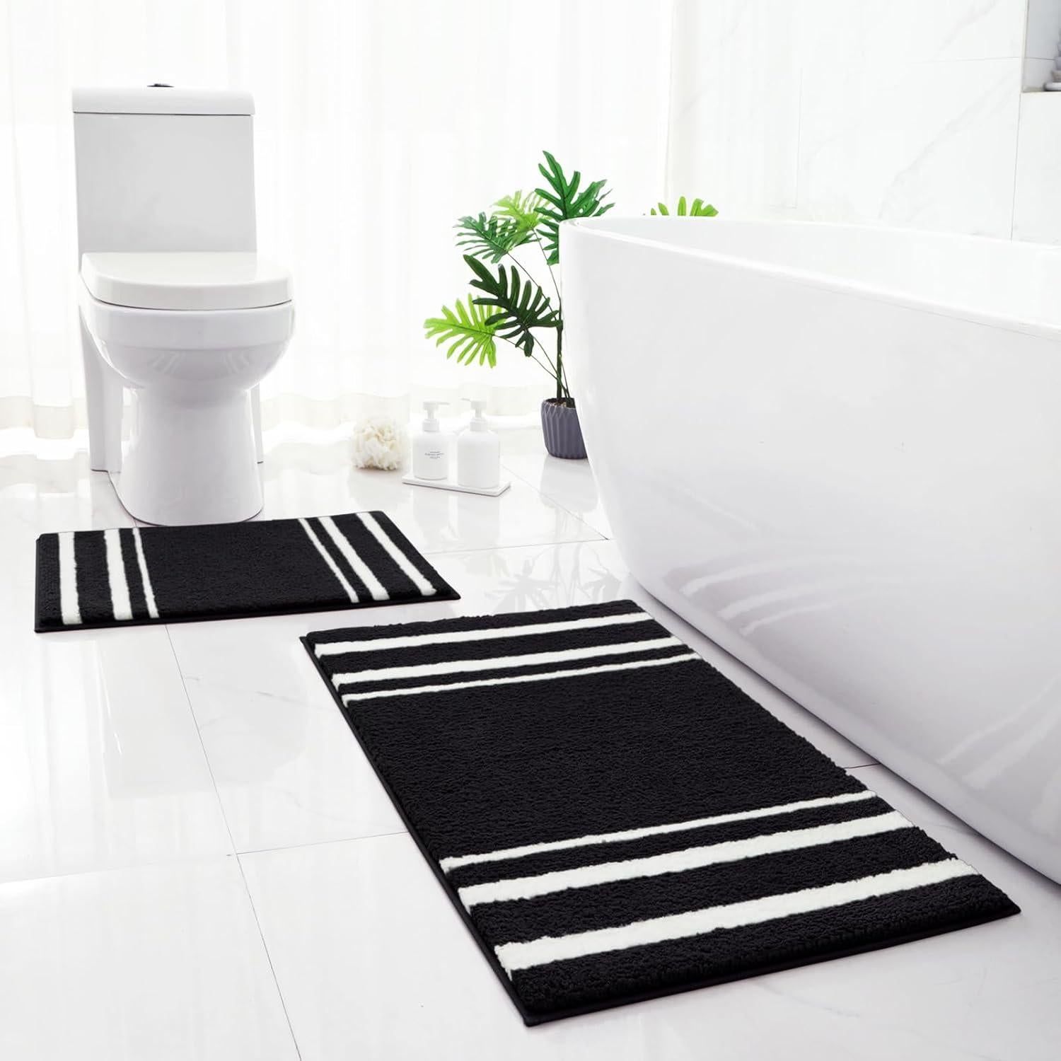 Alfombrillas de Baño HOMEIDEAS 2 Piezas Microfibra Antideslizante