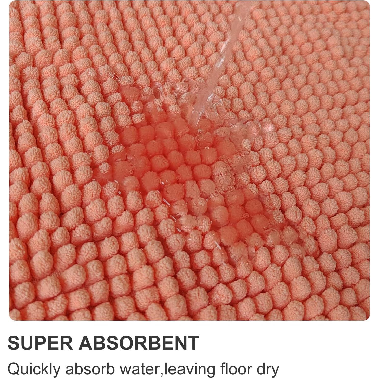 Alfombra de Baño Civkor Chenilla Antideslizante 2 Piezas Coral