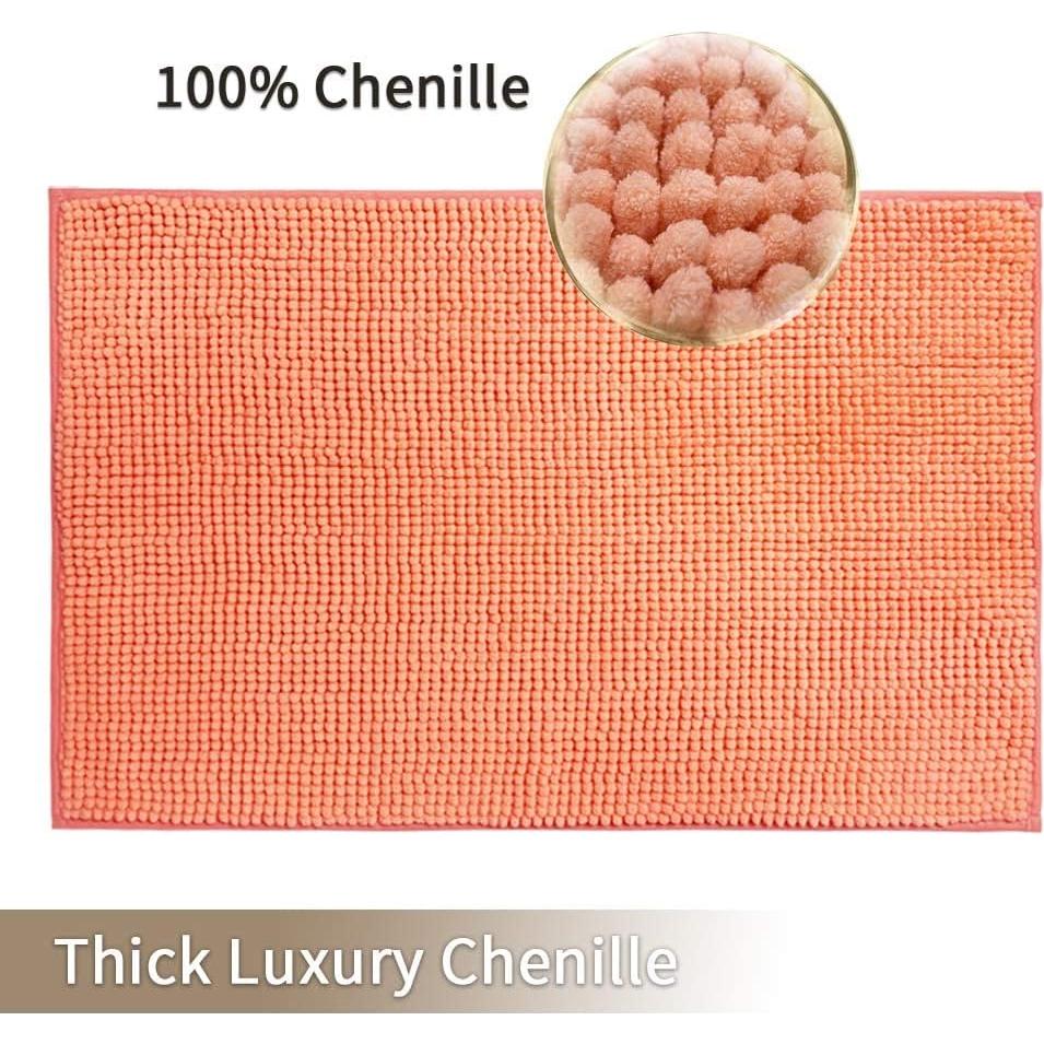 Alfombra de Baño Civkor Chenilla Antideslizante 2 Piezas Coral