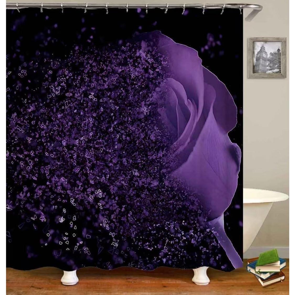 Cortina de Ducha Rosa Púrpura Yddsky 4 Pcs Impermeable