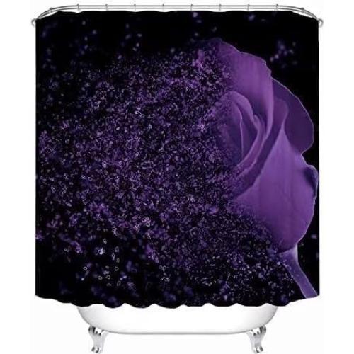 Cortina de Ducha Rosa Púrpura Yddsky 4 Pcs Impermeable