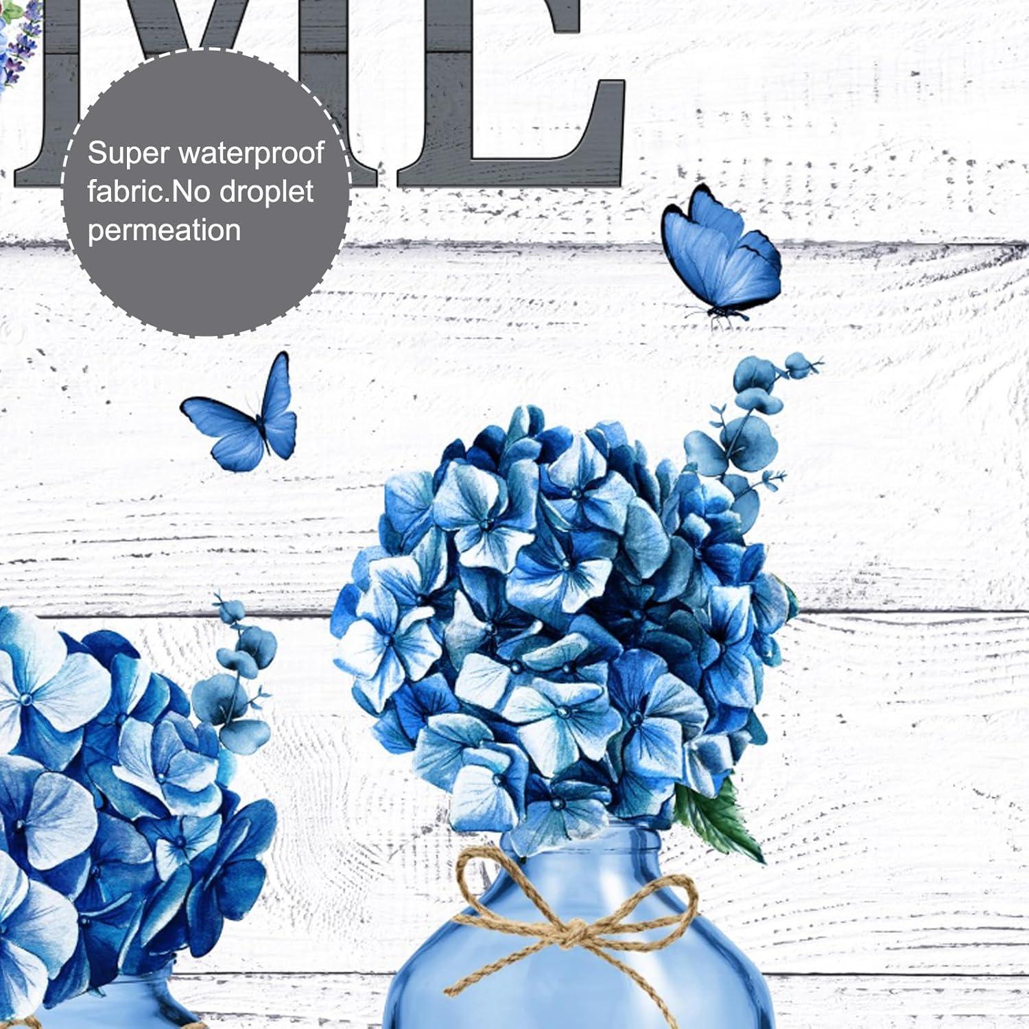 Conjunto de Cortina de Ducha ALEXEX 4 Piezas Azul Floral 182.88 cm