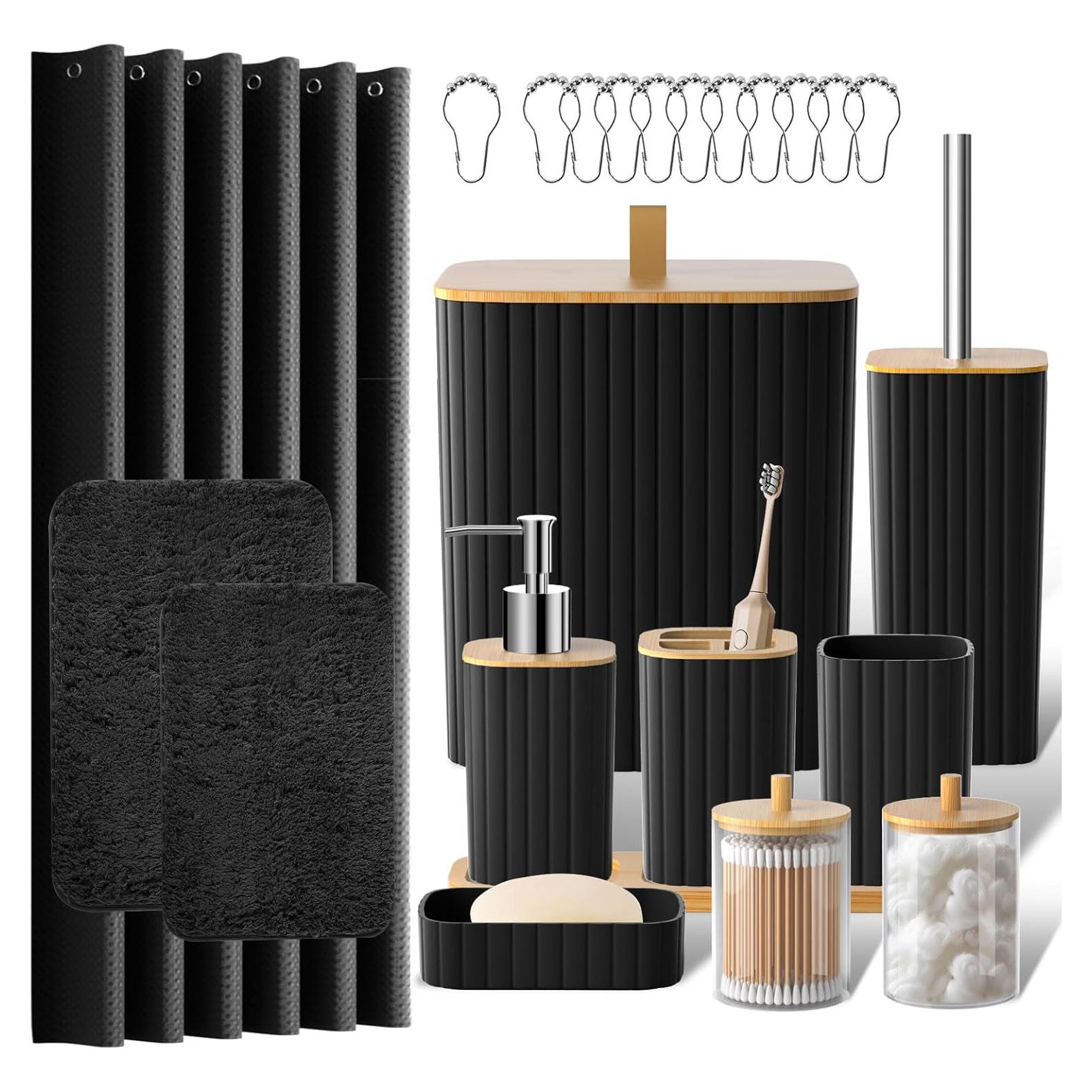 Juego de Accesorios de Baño Z ZONAMA 24 Piezas Negro