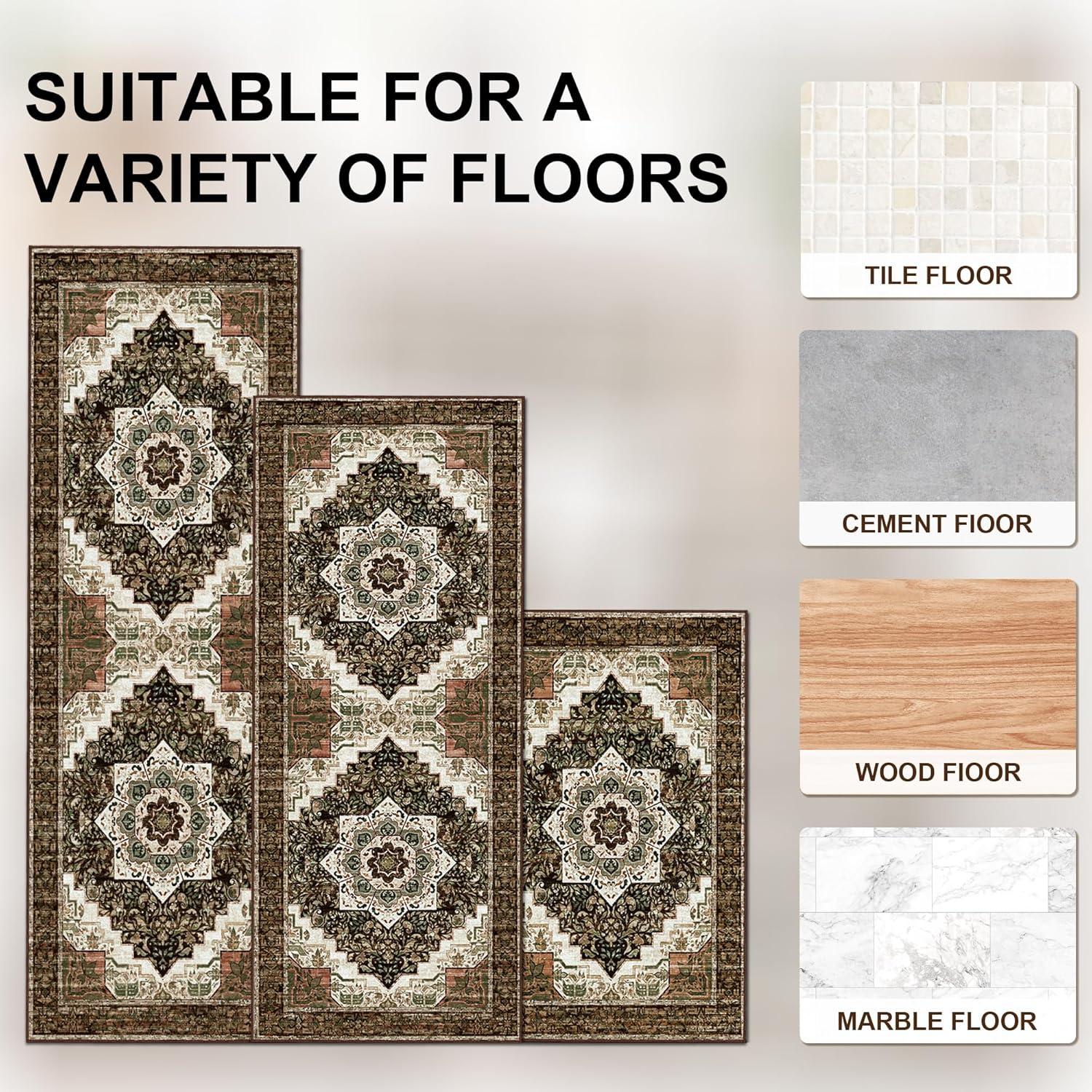 Juego de 3 Alfombrillas de Cocina Antideslizantes Tritard 100% Lavables