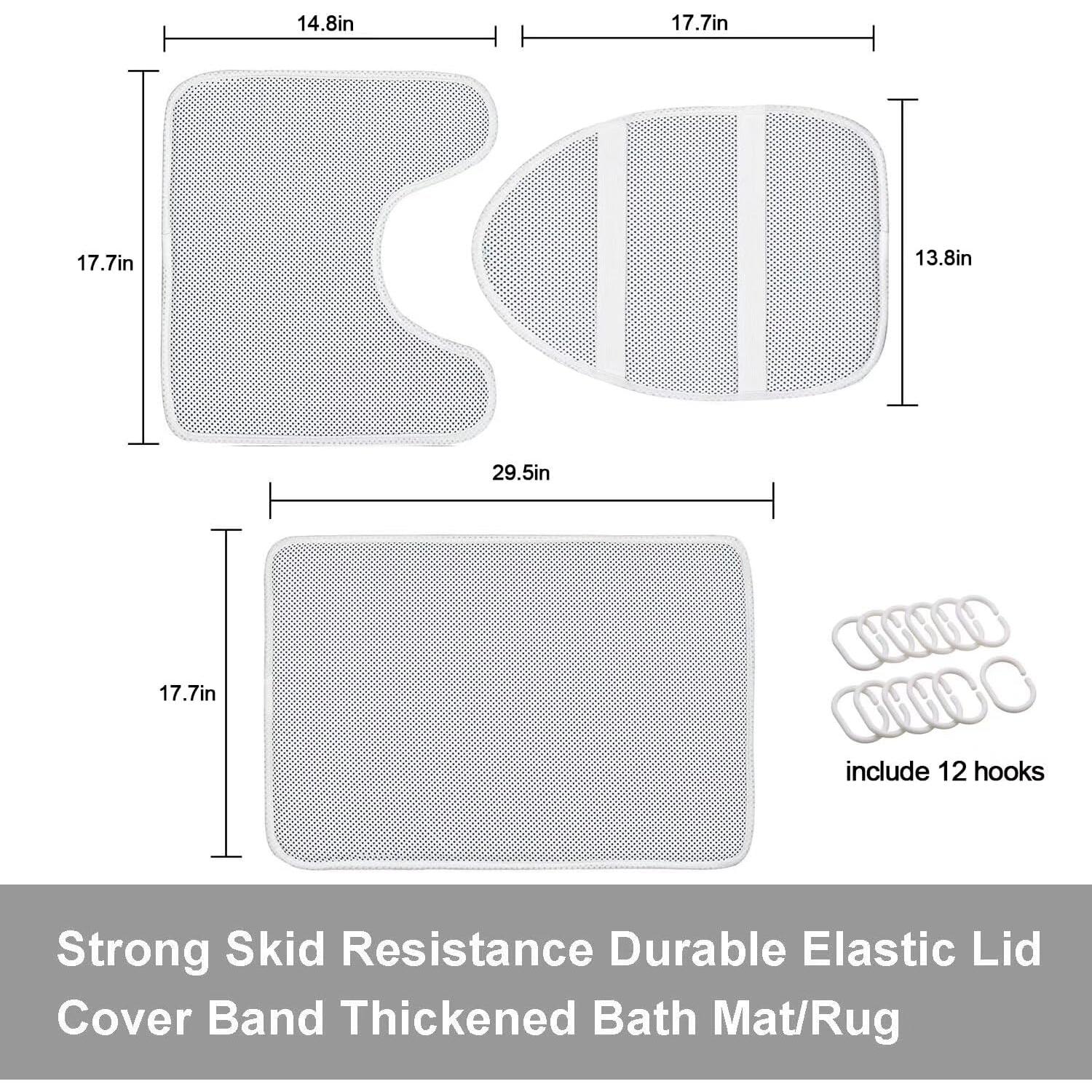 Juego de Cortina de Ducha DDQQ Floral 4 Piezas Antideslizante