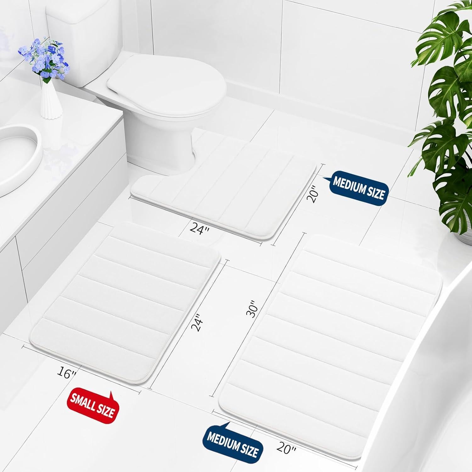Conjunto 3 Alfombrillas de Baño Buganda Espuma Memoria Blanco