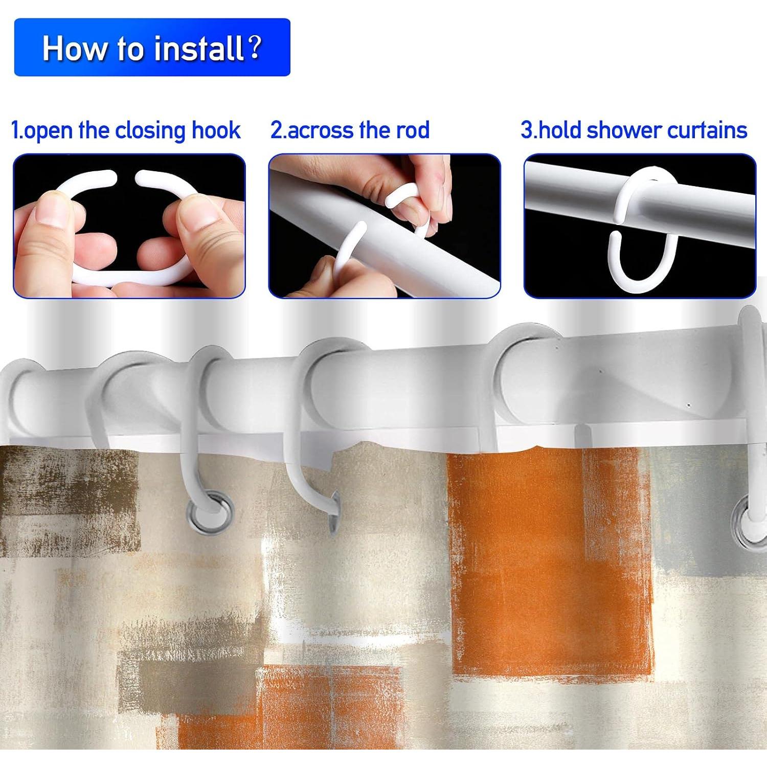 Juego de Cortinas de Ducha Lnond Naranja 182x182 cm con Alfombrillas