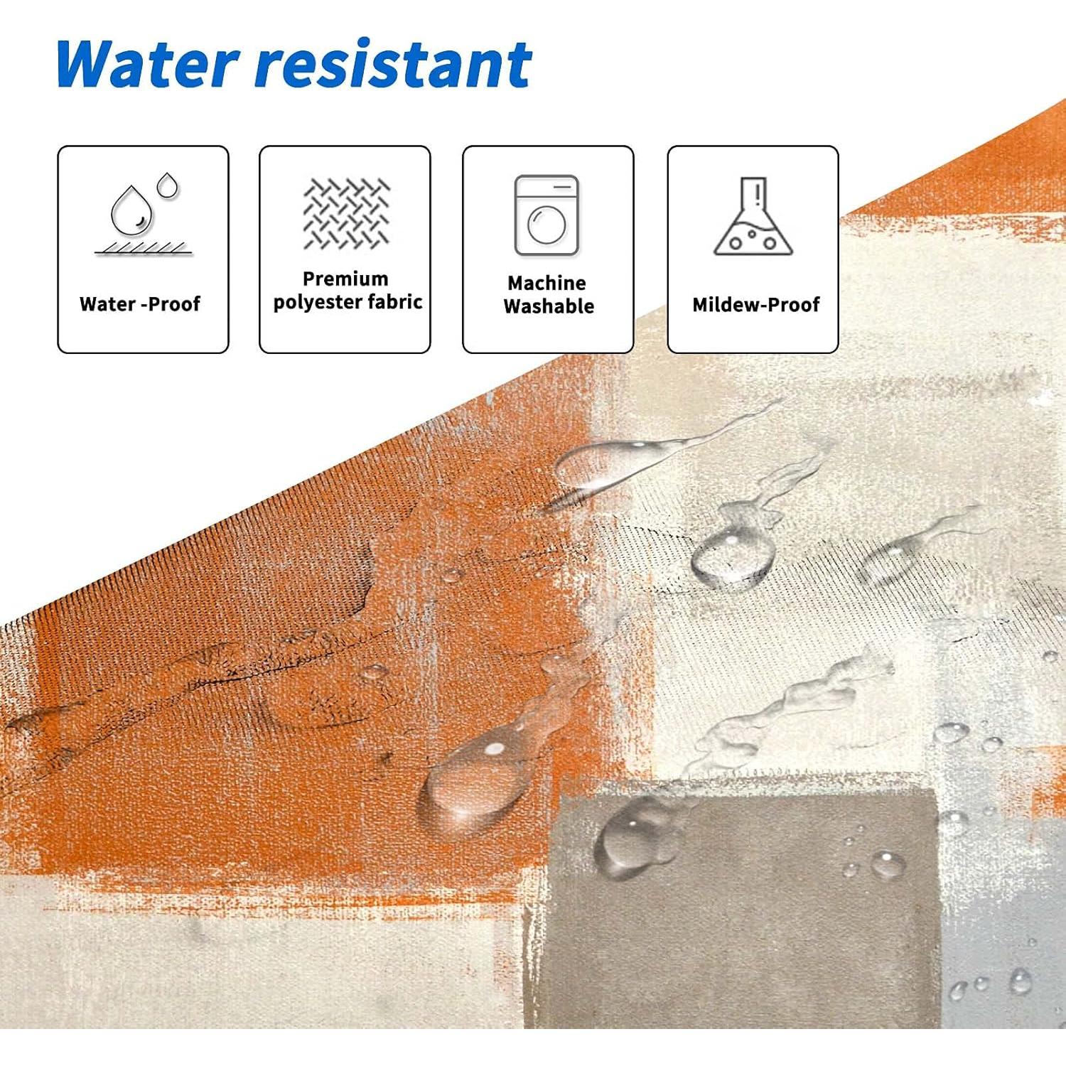 Juego de Cortinas de Ducha Lnond Naranja 182x182 cm con Alfombrillas