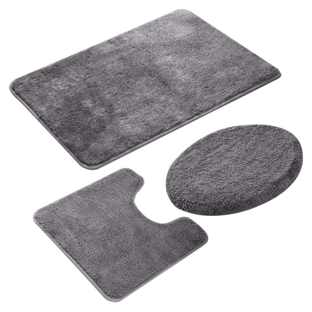 Juego de 3 Alfombrillas de Baño MIFXIN Antideslizantes Gris