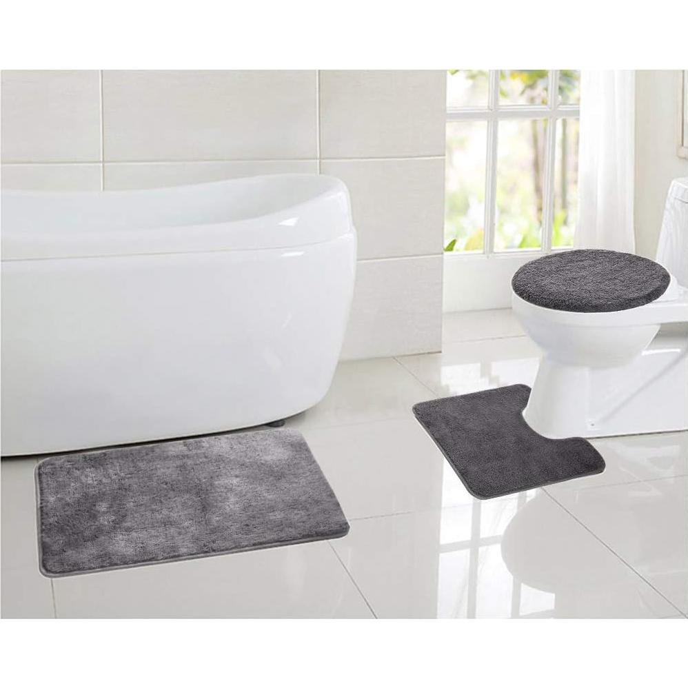 Juego de 3 Alfombrillas de Baño MIFXIN Antideslizantes Gris
