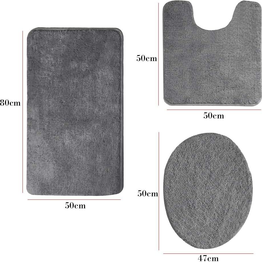 Juego de 3 Alfombrillas de Baño MIFXIN Antideslizantes Gris