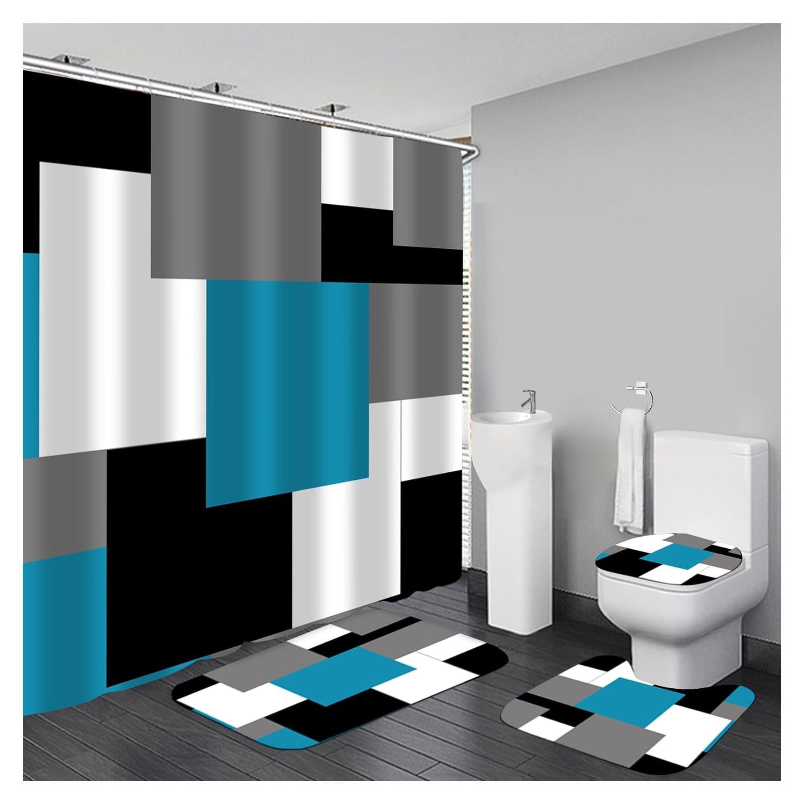 Conjunto de Cortinas de Ducha Geométricas Yizheer 180x180cm