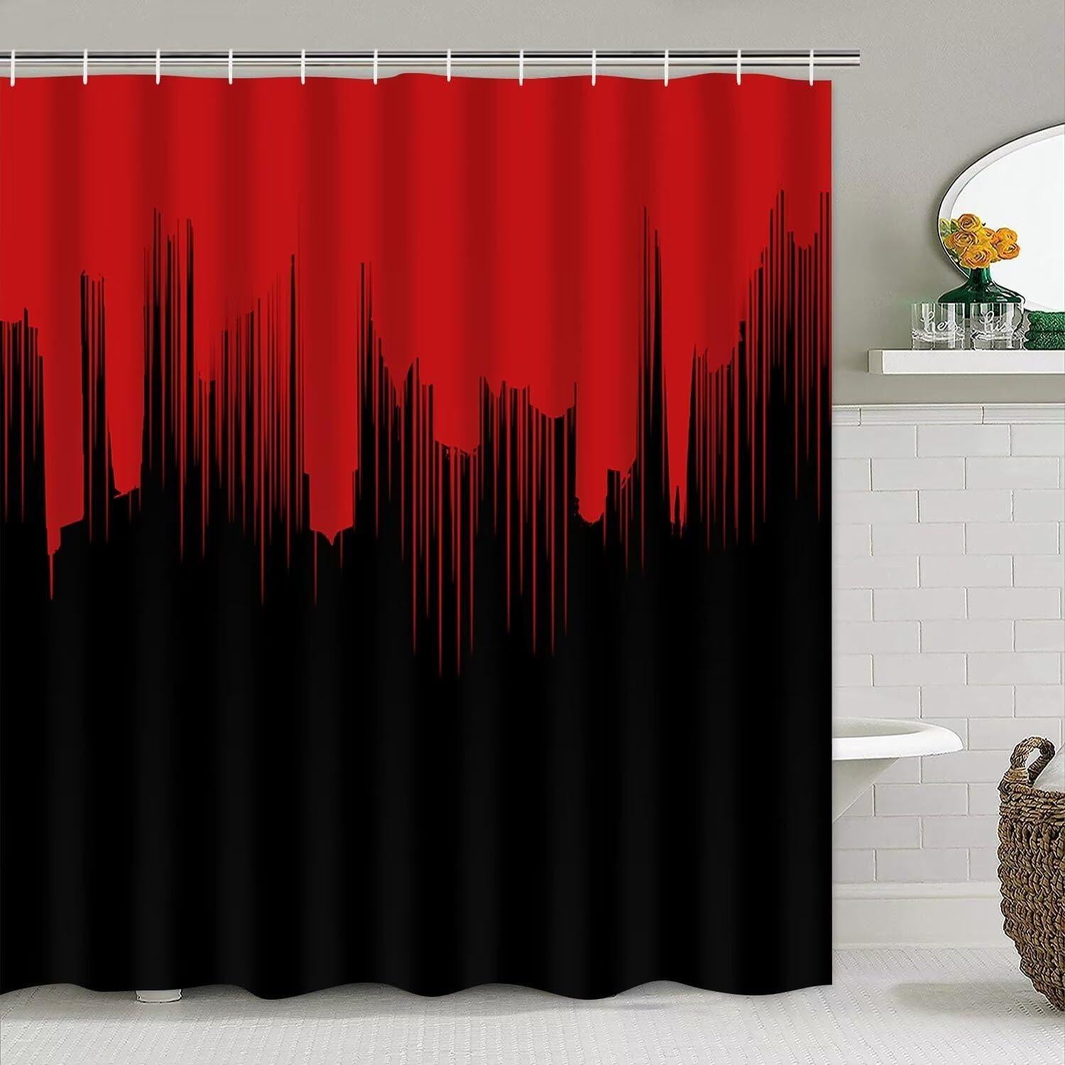 Conjunto de Cortinas de Ducha Yddsky 4 Piezas Rojo y Negro