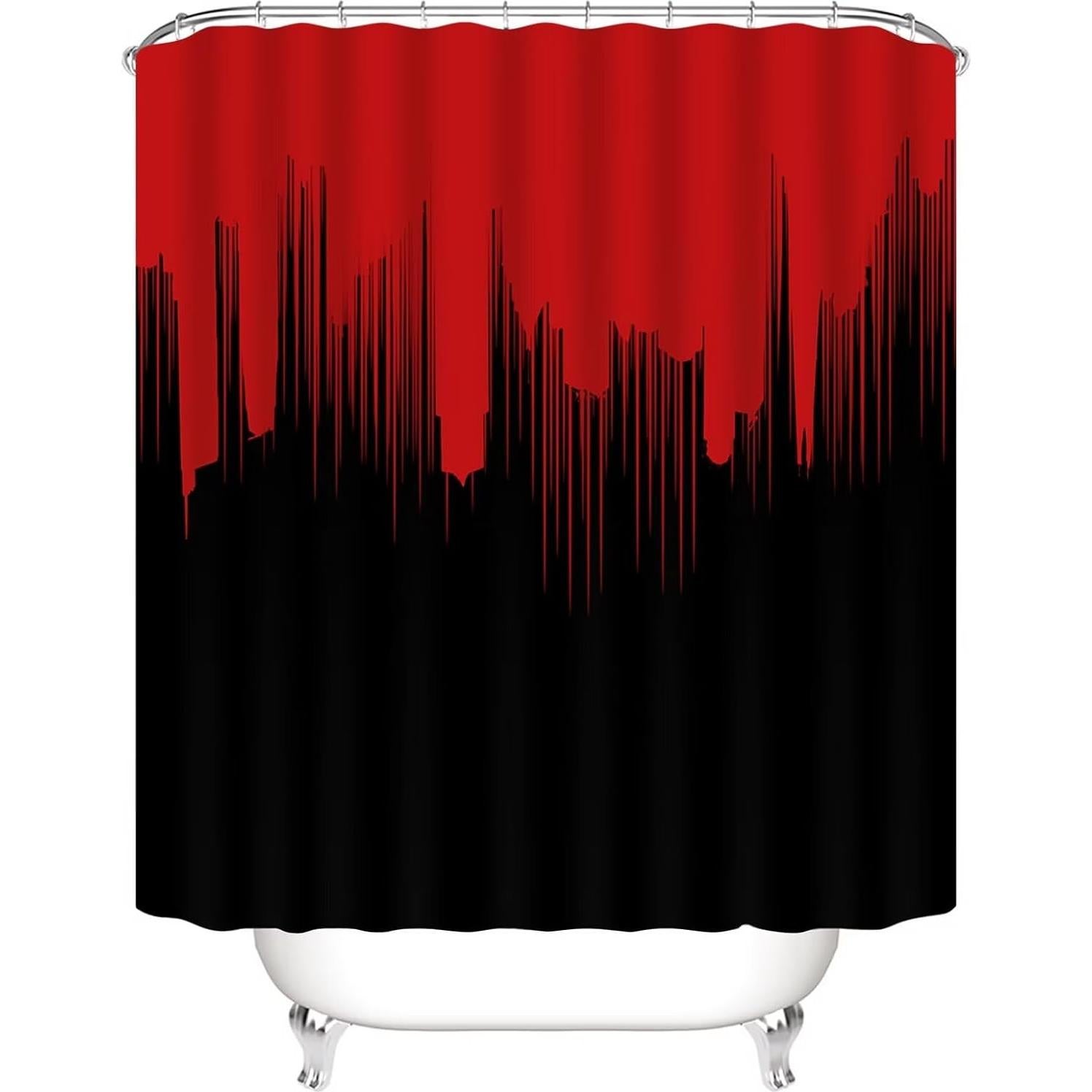 Conjunto de Cortinas de Ducha Yddsky 4 Piezas Rojo y Negro