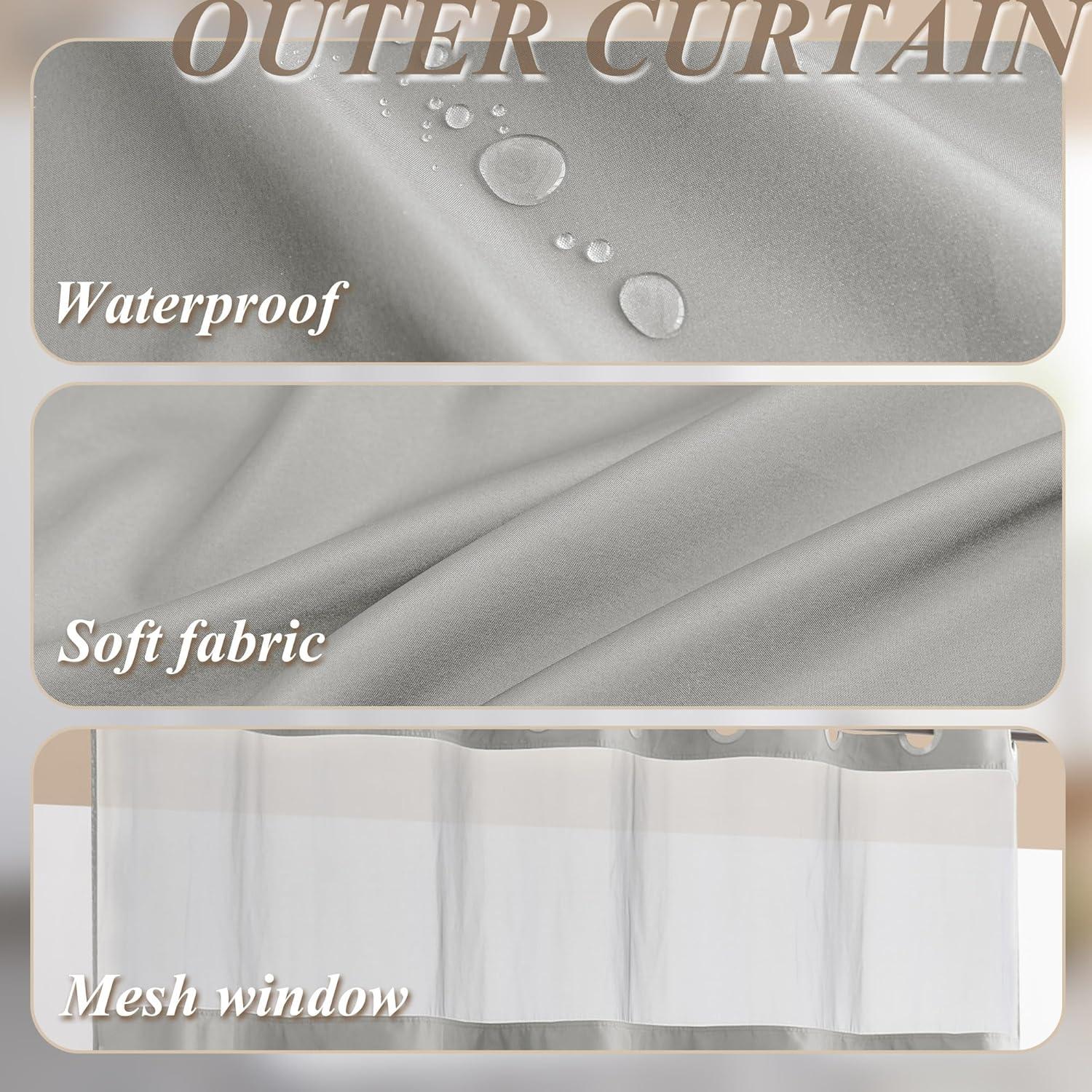 Conjunto de Cortinas de Ducha y Alfombrillas Barossa Design Gris