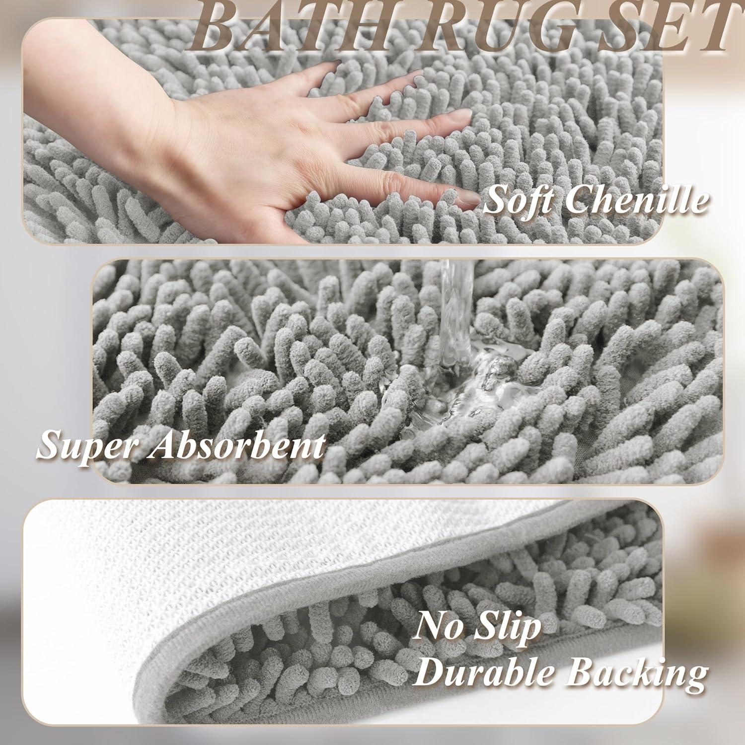 Conjunto de Cortinas de Ducha y Alfombrillas Barossa Design Gris