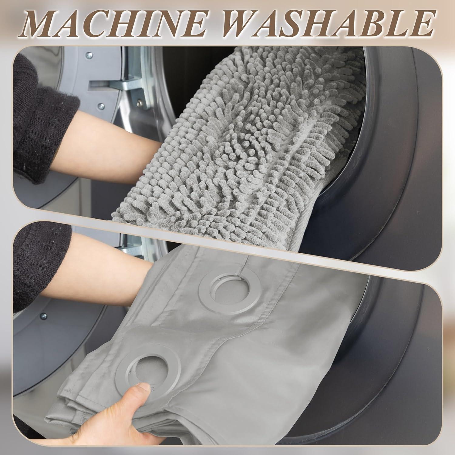 Conjunto de Cortinas de Ducha y Alfombrillas Barossa Design Gris