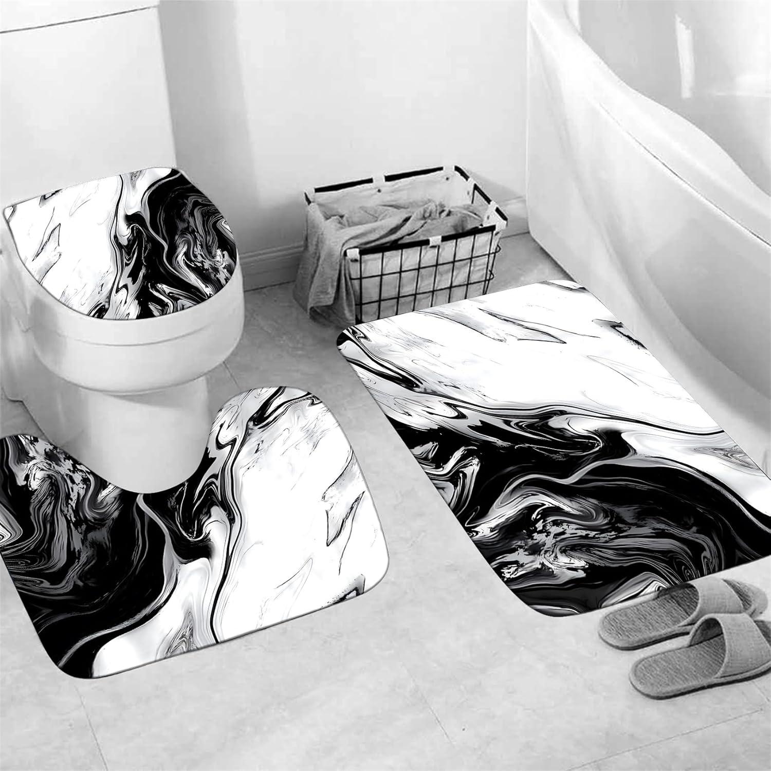 Conjunto de Baño Nkzply Cortina de Ducha 180x180cm y Alfombrillas