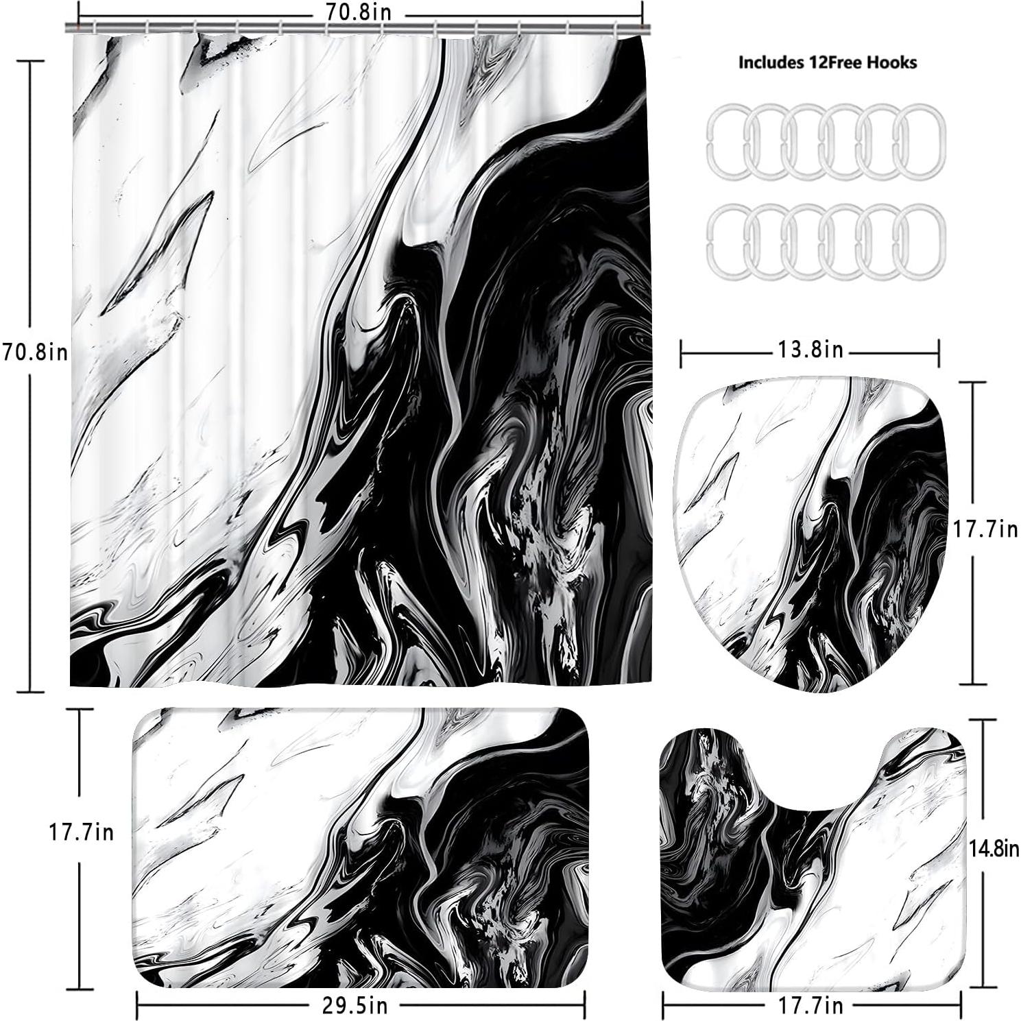 Conjunto de Baño Nkzply Cortina de Ducha 180x180cm y Alfombrillas