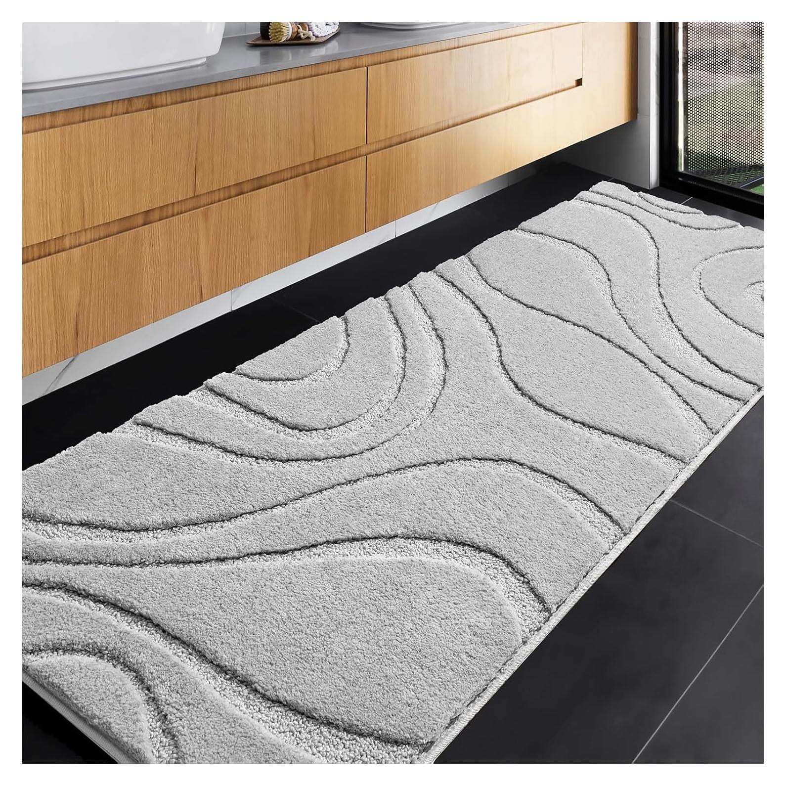 Alfombrilla de Baño Runner DEXDE 60x150 cm Gris Microfibra Antideslizante