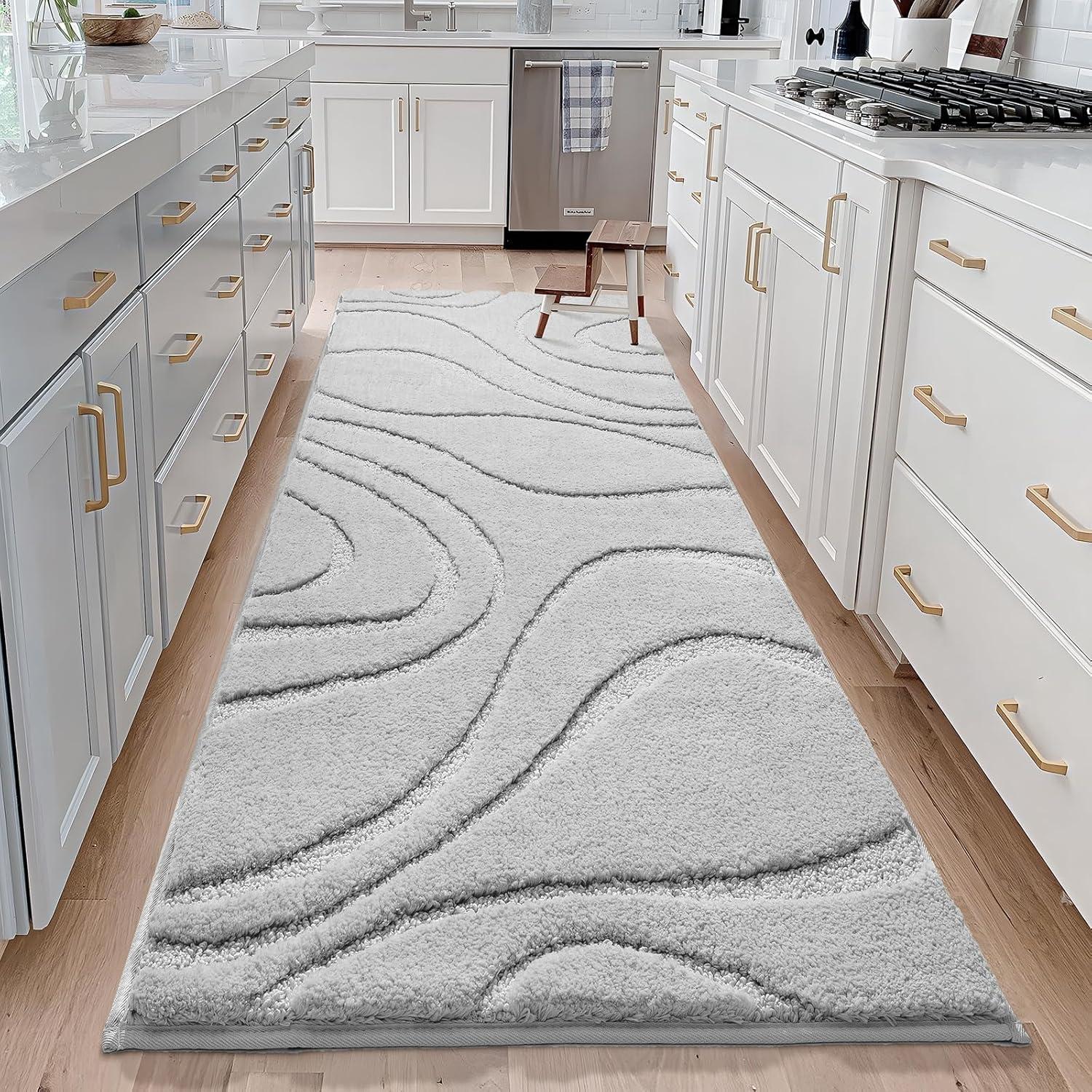 Alfombrilla de Baño Runner DEXDE 60x150 cm Gris Microfibra Antideslizante