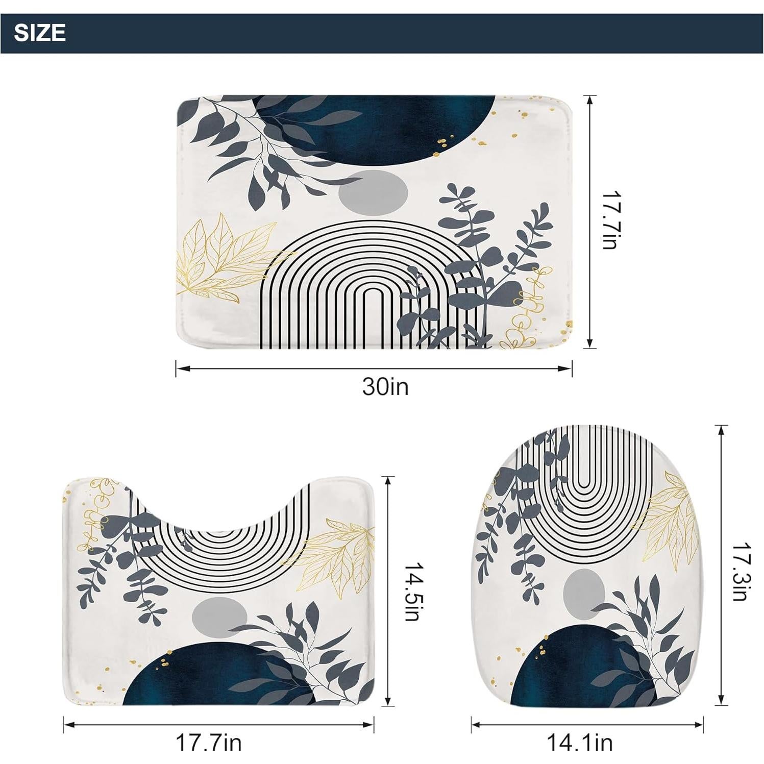 Set de Cortina de Ducha Riyidecor 4 Piezas Azul Marino