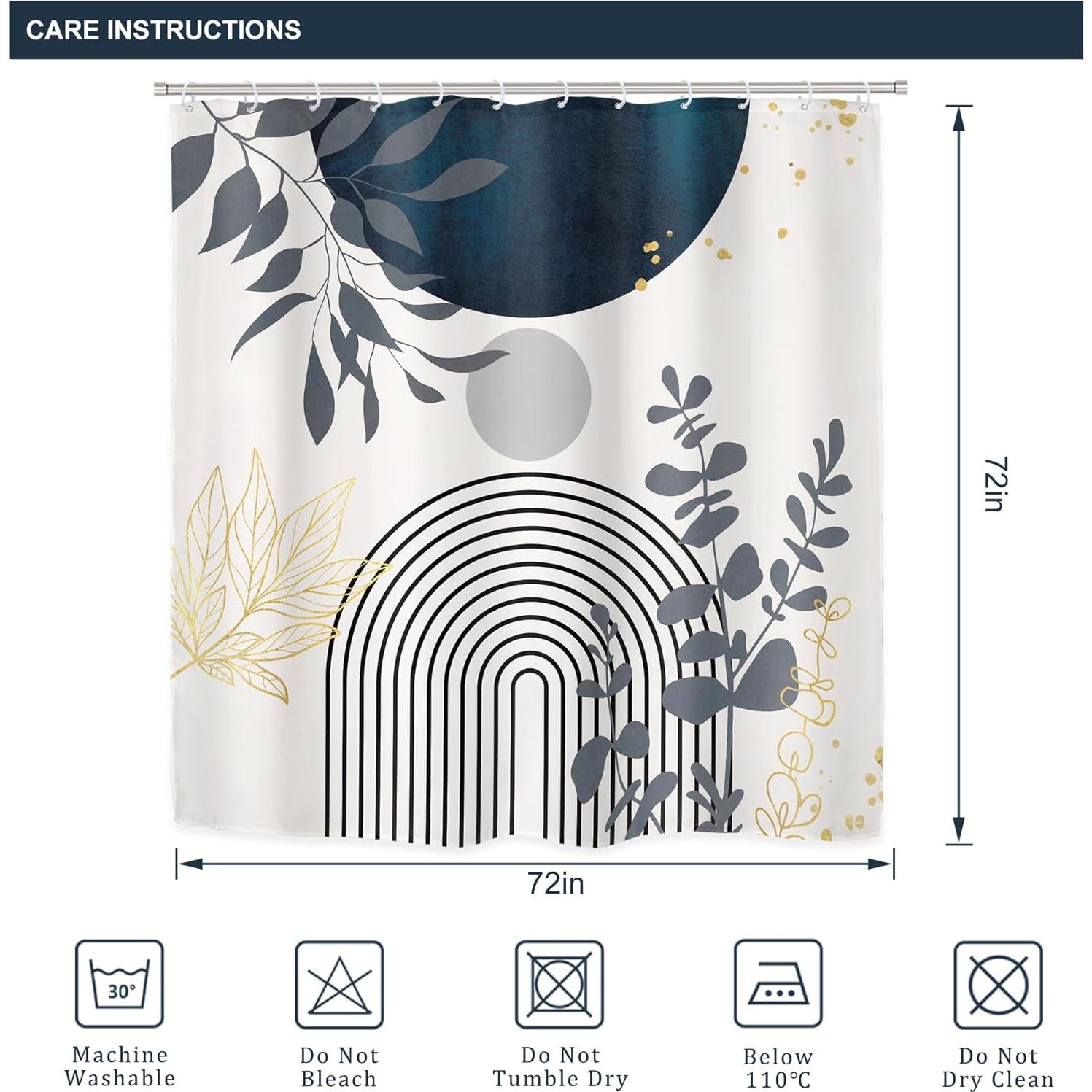 Set de Cortina de Ducha Riyidecor 4 Piezas Azul Marino