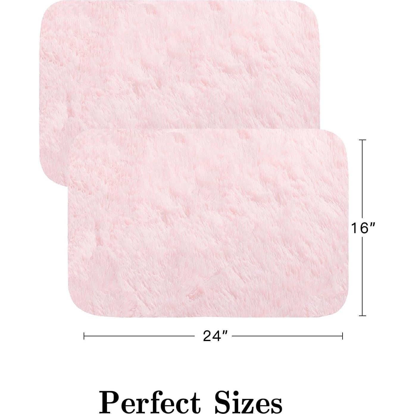 Alfombra de Baño Rosa Shaggy ConCus-T 2 Piezas 61x41 cm