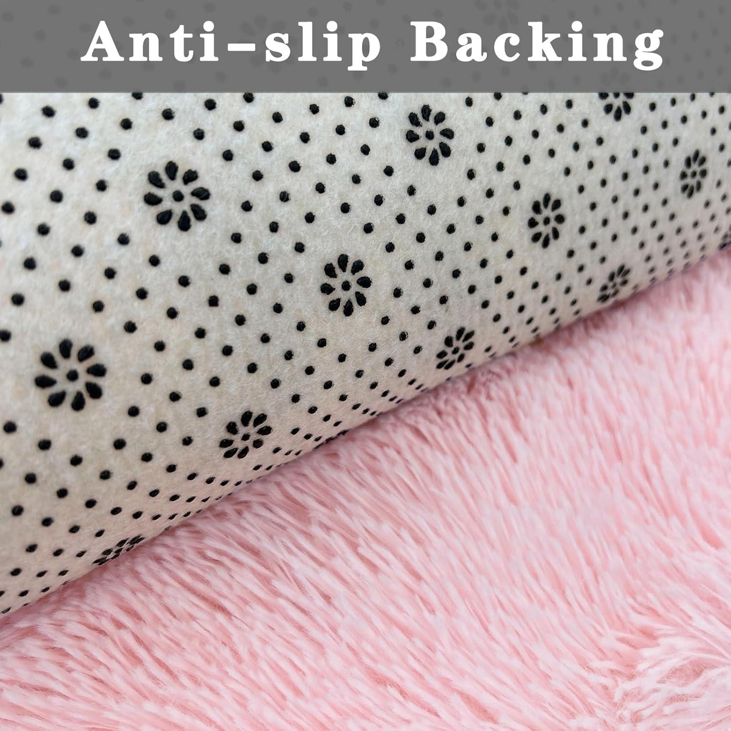 Alfombra de Baño Rosa Shaggy ConCus-T 2 Piezas 61x41 cm