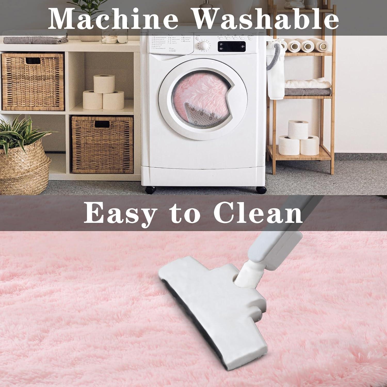 Alfombra de Baño Rosa Shaggy ConCus-T 2 Piezas 61x41 cm