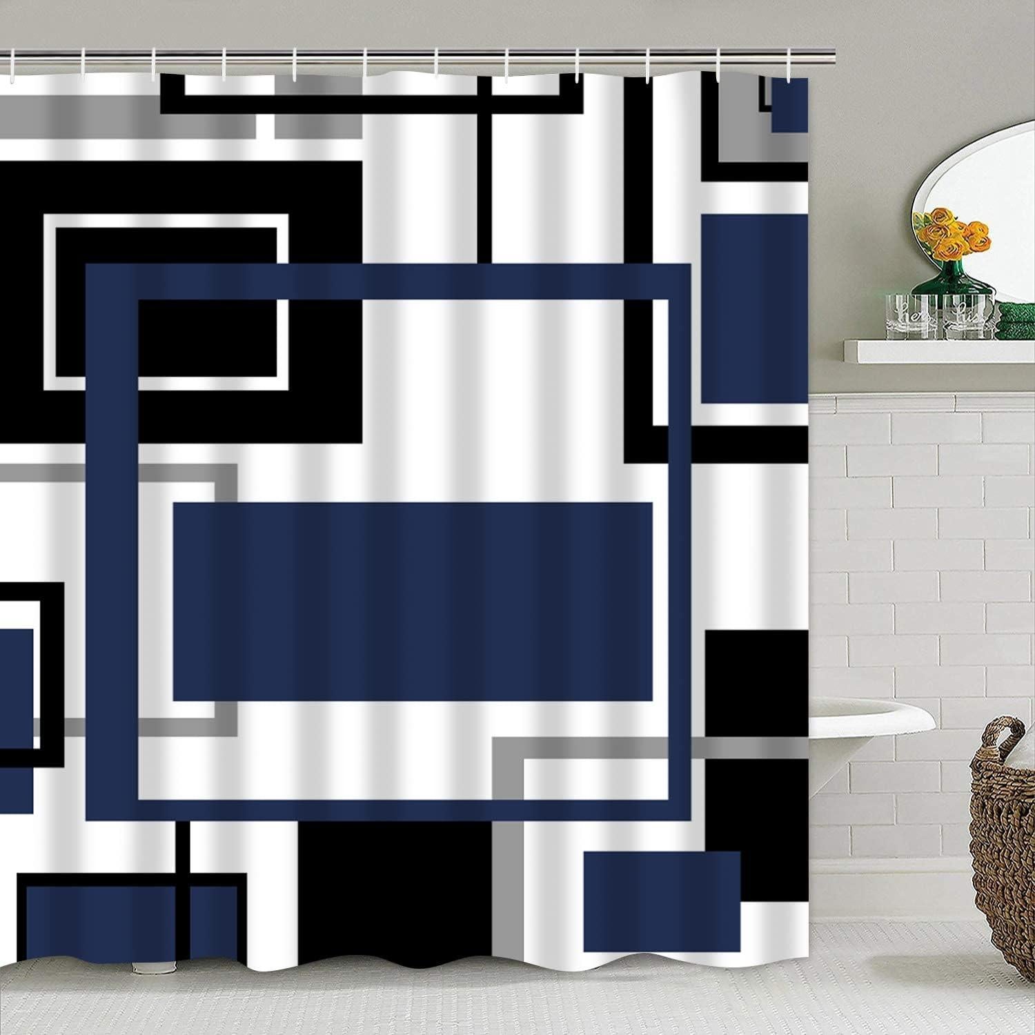 Conjunto de baño moderno Yddsky 4 piezas azul geométrico