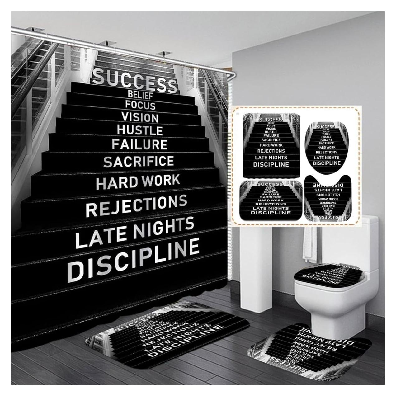 Juego de Cortinas de Ducha AYULO 4 Piezas Modernas Impermeables