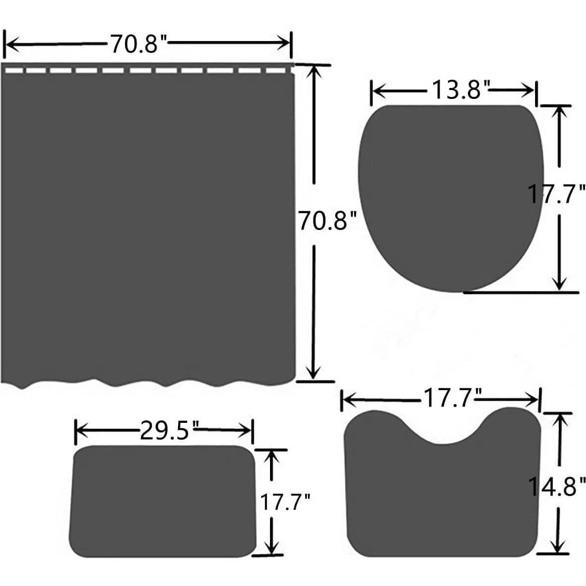 Juego de Cortinas de Ducha AYULO 4 Piezas Modernas Impermeables