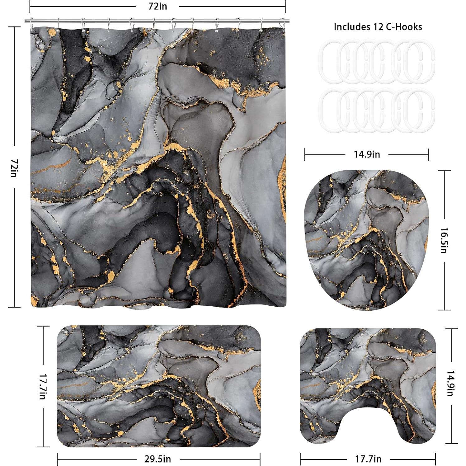 Conjunto de baño 4 piezas BayNook mármol negro y gris