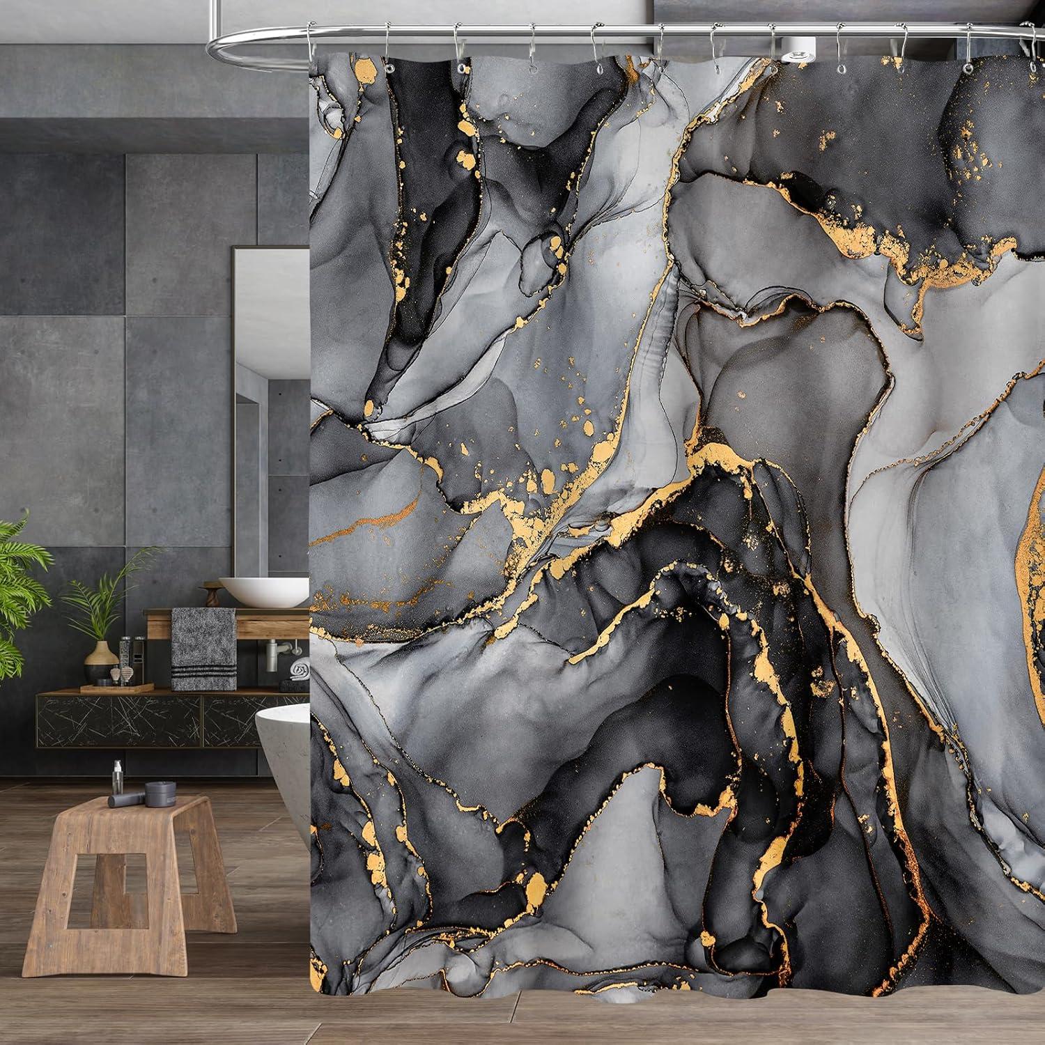 Conjunto de baño 4 piezas BayNook mármol negro y gris