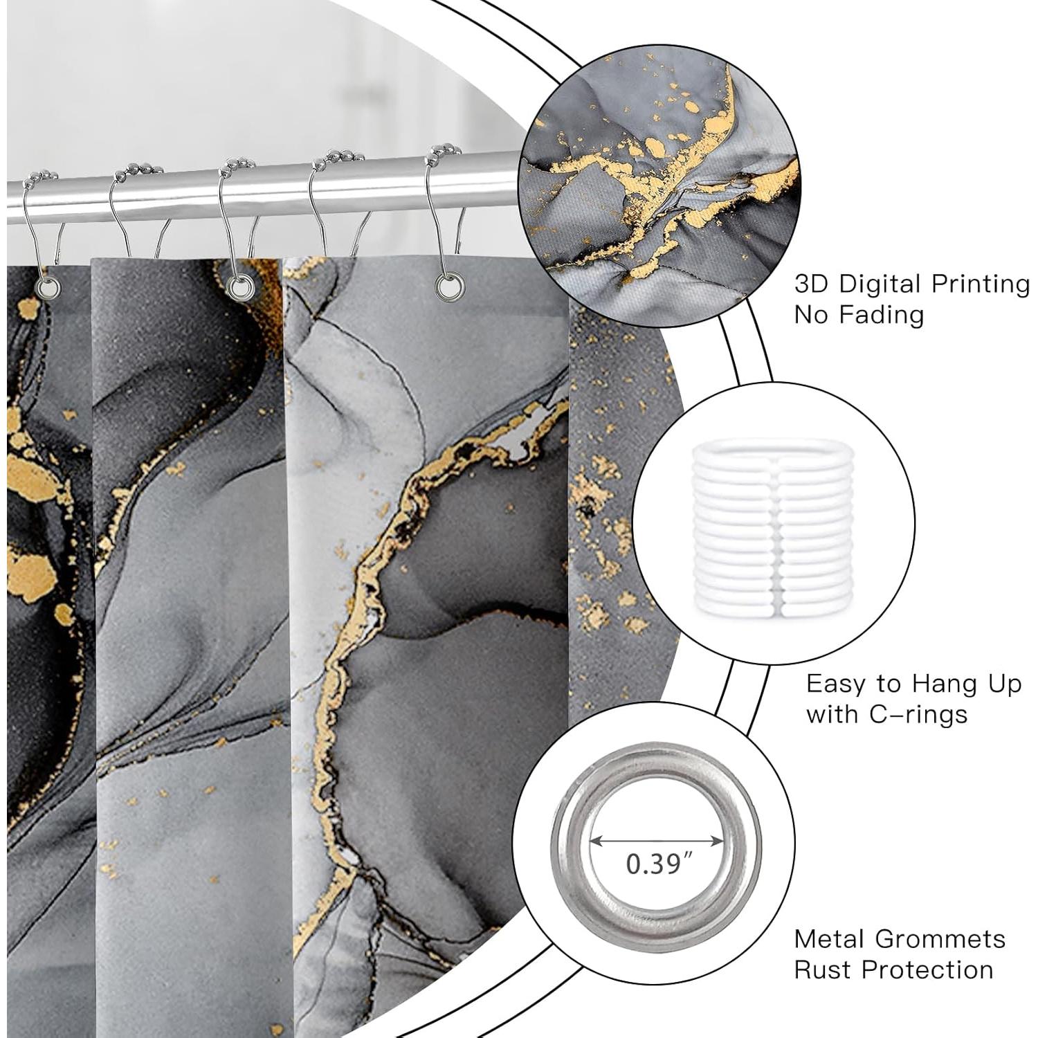 Conjunto de baño 4 piezas BayNook mármol negro y gris