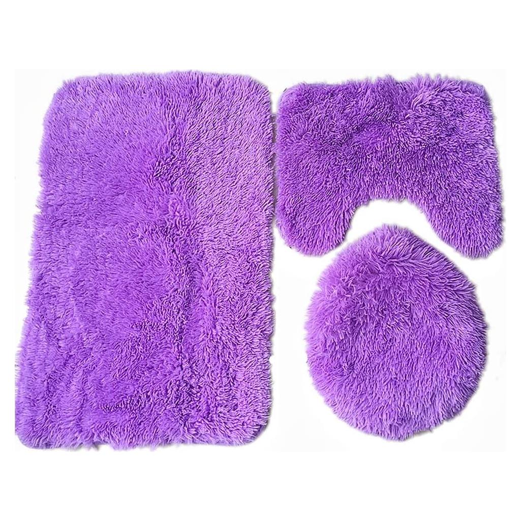 Juego de 3 Alfombras de Baño Antideslizantes XIYUAN Púrpura