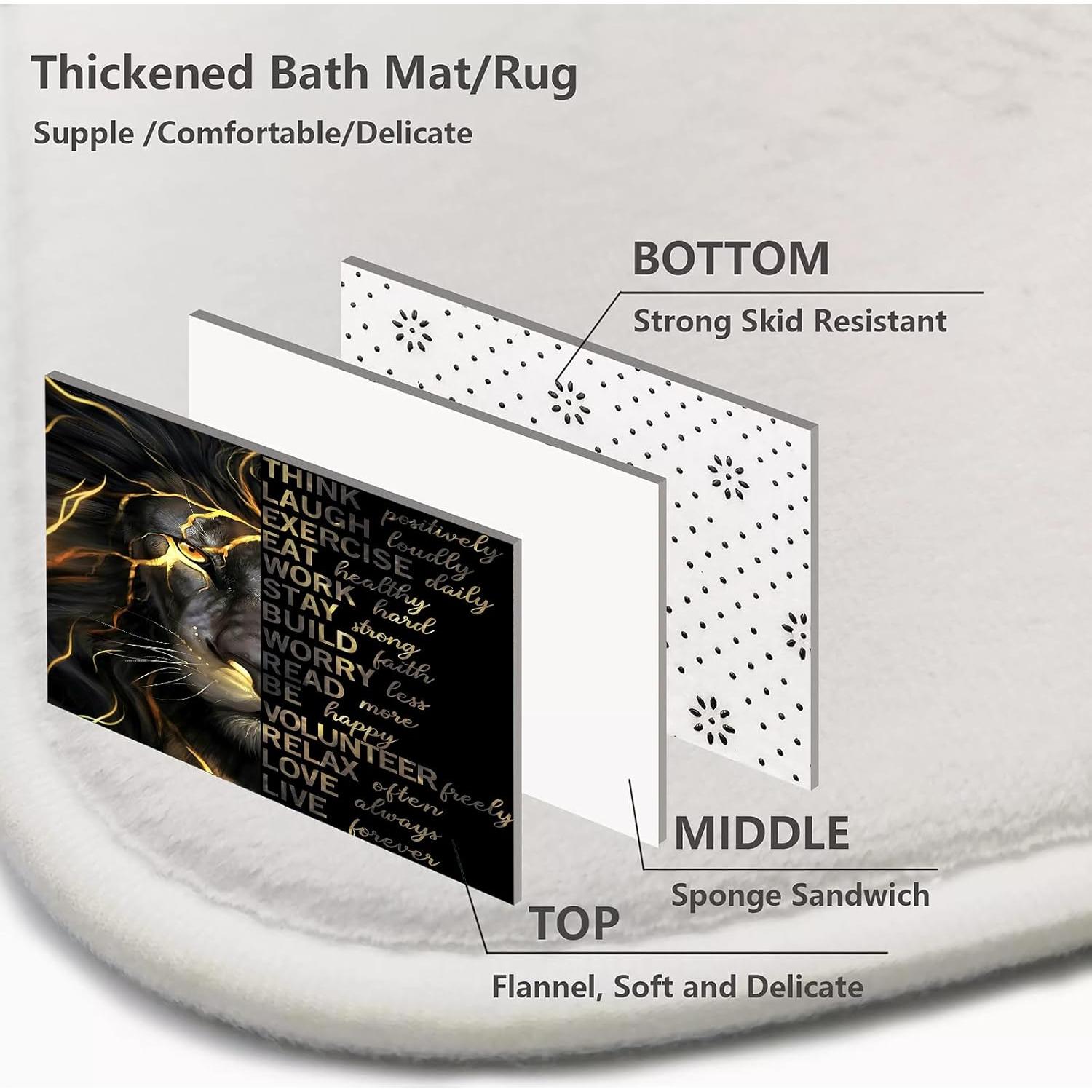 Juego de Cortina de Ducha EMHOME 4 Piezas León Negro y Dorado