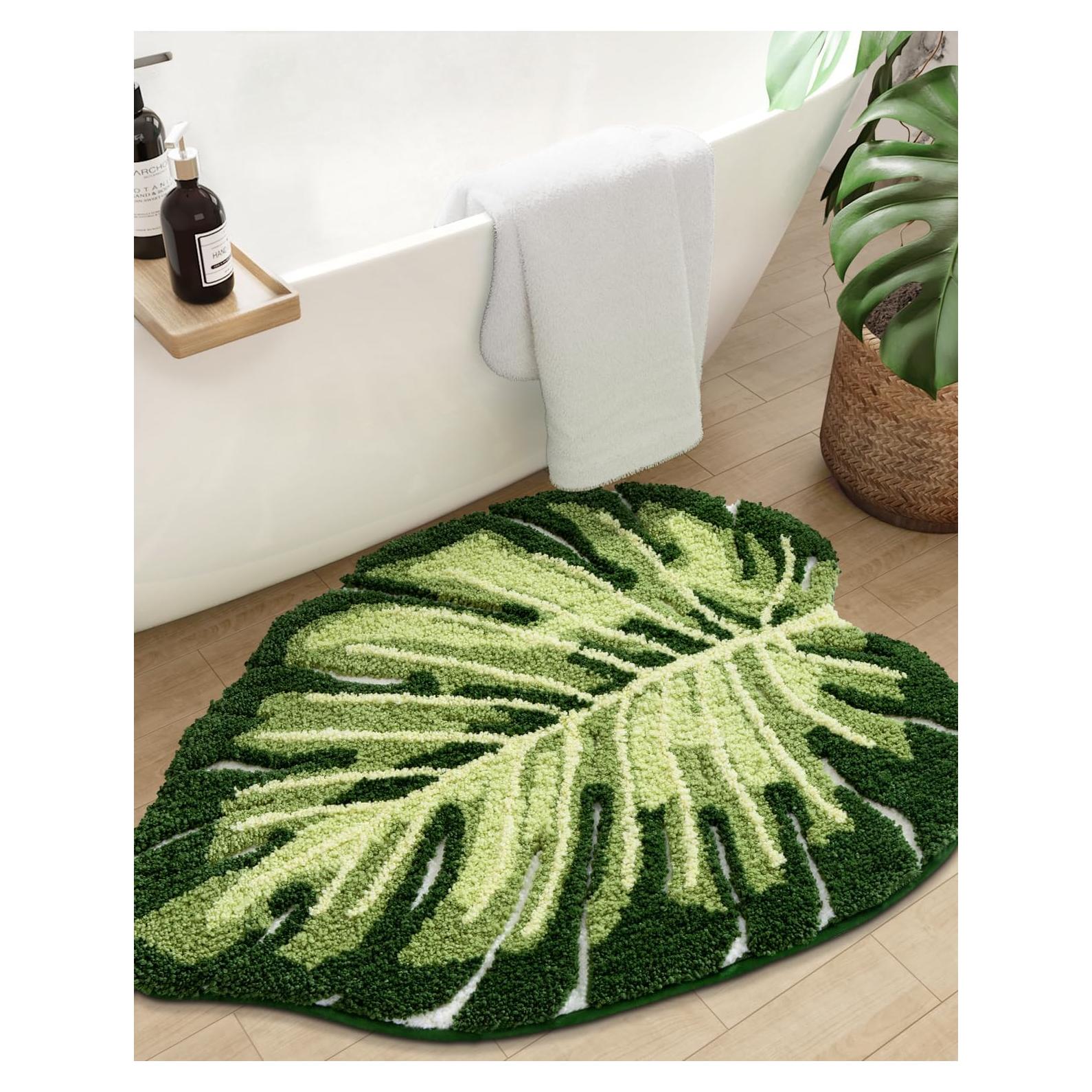 Alfombra de Baño DEXI Monstera 60x80cm Antideslizante Verde