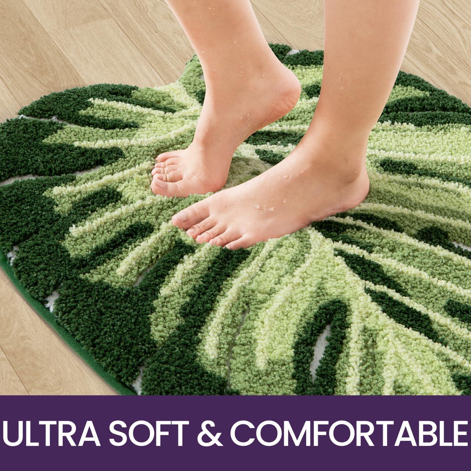 Alfombra de Baño DEXI Monstera 60x80cm Antideslizante Verde