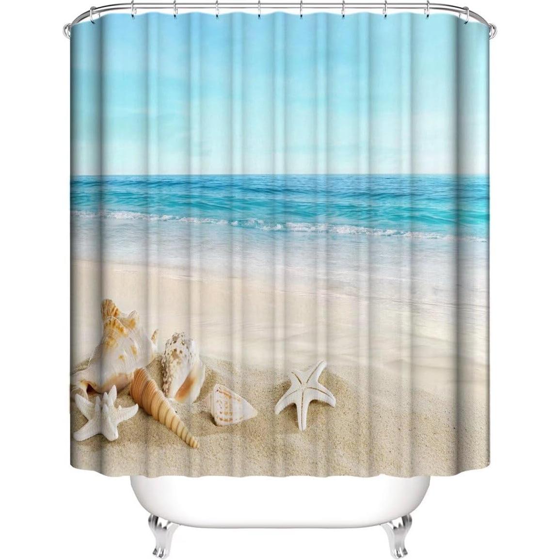 Juego de Cortinas de Ducha Chrainy Playa 4 Piezas Impermeable