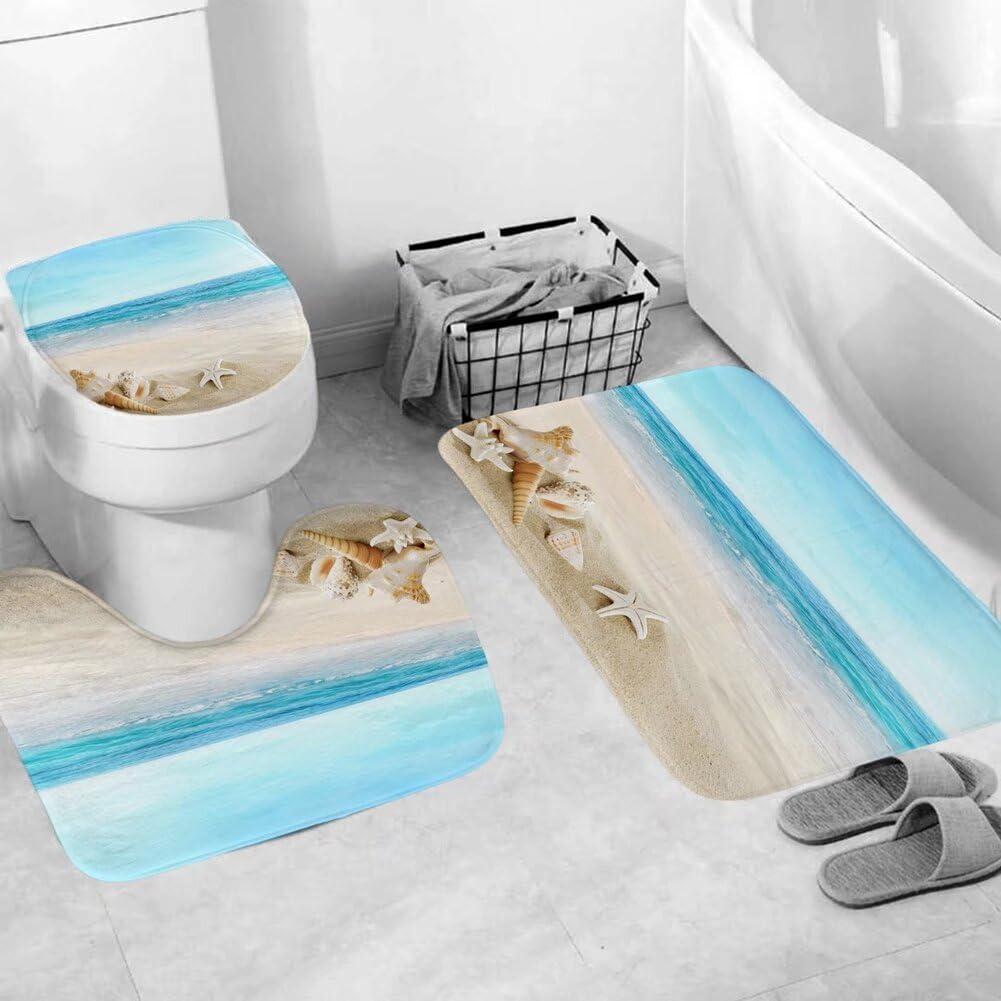 Juego de Cortinas de Ducha Chrainy Playa 4 Piezas Impermeable