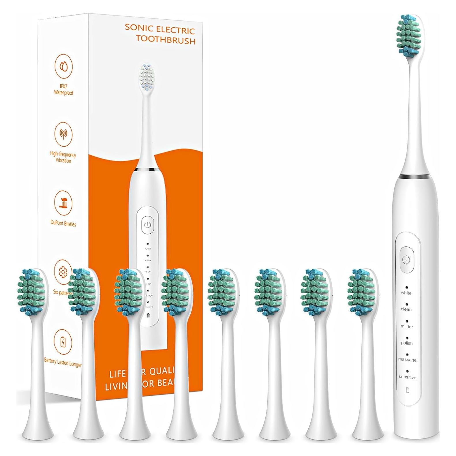 Cepillo de Dientes Eléctrico IYGLKD Impermeable 6 Modos 132g