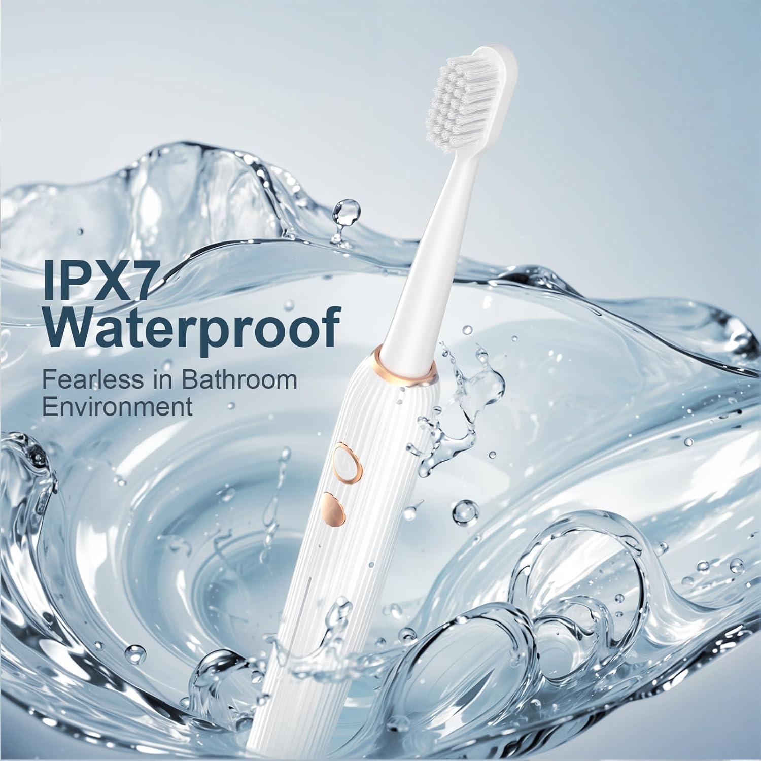 Juego de Cepillos de Dientes Eléctricos AJELU con 8 Cabezas y Soporte UV